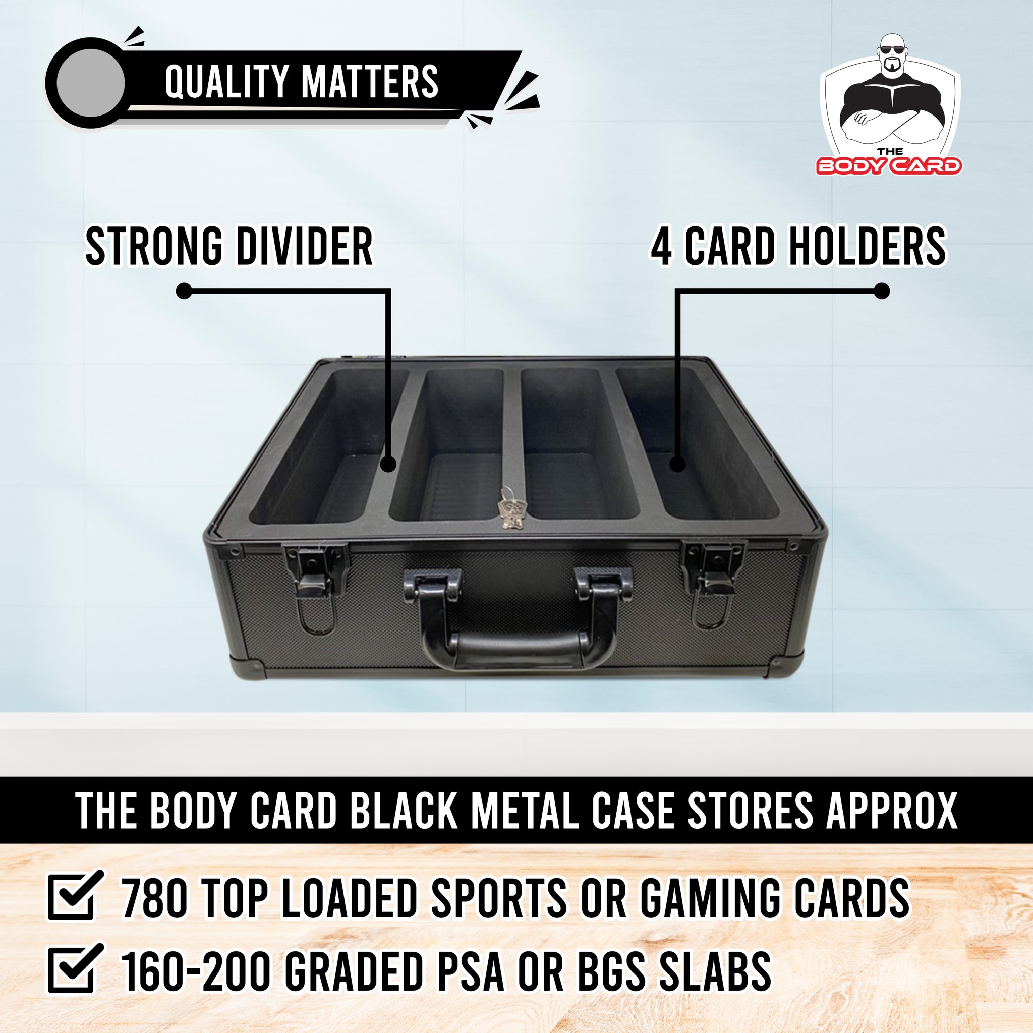 Black Metal Storage Case For Sports And Gaming Cards – Body Card